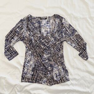 NIC+ZOE Abstract Print Wrap Top—Medium